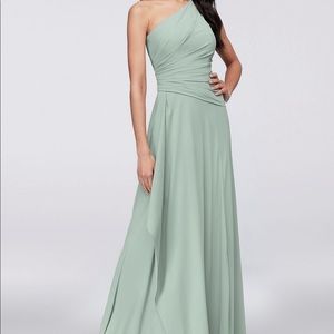 David’s Bridal Long One-Shoulder Chiffon Dres